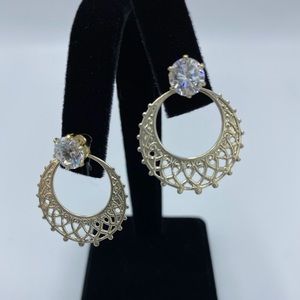 SALE SALE SALE / Sterling Basket Weave Earring Jackets w Rhinestones